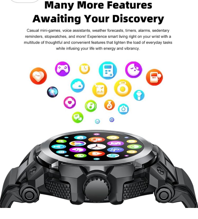 Smart Watch with Earbuds 3 in 1 Round Fitness Tracker 1.28inch Smartwatch for Men